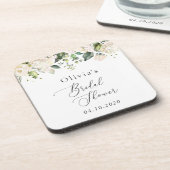 White Flowers, Cream Flowers, Boho, Vrijgezellenfe Bier Onderzetter (Linkerzijde)