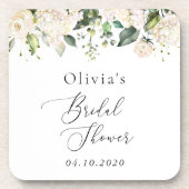 White Flowers, Cream Flowers, Boho, Vrijgezellenfe Bier Onderzetter (Voorkant)