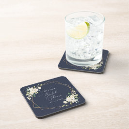 White Flowers, Cream Flowers, Boho, Vrijgezellenfe Bier Onderzetter