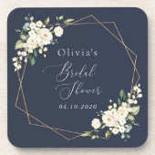 White Flowers, Cream Flowers, Boho, Vrijgezellenfe Bier Onderzetter (Voorkant)