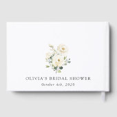 White Flowers, Cream Flowers, Boho, Vrijgezellenfe Gastenboek (Achterkant)