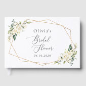 White Flowers, Cream Flowers, Boho, Vrijgezellenfe Gastenboek (Voorkant)