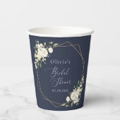 White Flowers, Cream Flowers, Boho, Vrijgezellenfe Papieren Bekers (Achterkant)