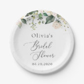 White Flowers, Cream Flowers, Boho, Vrijgezellenfe Papieren Bordje (Voorkant)