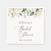 White Flowers, Cream Flowers, Boho, Vrijgezellenfe Servet (Voorkant)