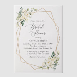 White Flowers, Cream Flowers, Boho, Vrijgezellenfe Vellum Uitnodigingen
