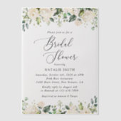 White Flowers, Cream Flowers, Boho, Vrijgezellenfe Vellum Uitnodigingen (Voorkant)