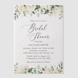 White Flowers, Cream Flowers, Boho, Vrijgezellenfe Vellum Uitnodigingen