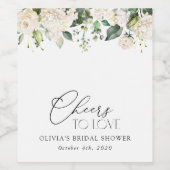 White Flowers, Cream Flowers, Boho, Vrijgezellenfe Wijn Etiket (Enkel label)