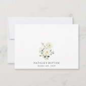 White Flowers, Cream Flowers, Greenery, Baptism Bedankkaart (Achterkant)