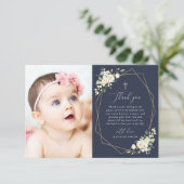 White Flowers, Cream Flowers, Greenery, Baptism Bedankkaart (Staand voorkant)