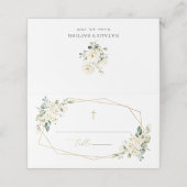 White Flowers, Cream Flowers, Greenery, Baptism Plaatskaartje (Buitenkant ongevouwen)
