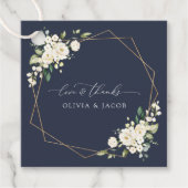 White Flowers, Cream Flowers, Greenery, Wedding Bedankjes Labels (Voorkant)