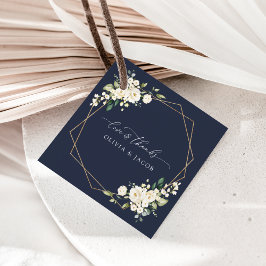White Flowers, Cream Flowers, Greenery, Wedding Bedankjes Labels