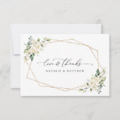 White Flowers, Cream Flowers, Greenery, Wedding Bedankkaart (Voorkant)
