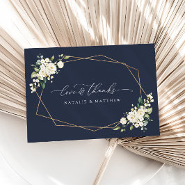 White Flowers, Cream Flowers, Greenery, Wedding Bedankkaart