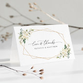 White Flowers, Cream Flowers, Greenery, Wedding Bedankkaart