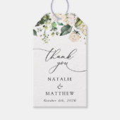 White Flowers, Cream Flowers, Greenery, Wedding Cadeaulabel (Voorkant)