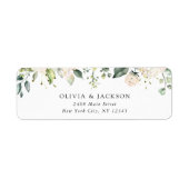 White Flowers, Cream Flowers, Greenery, Wedding Etiket (Voorkant)