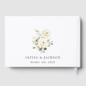 White Flowers, Cream Flowers, Greenery, Wedding Gastenboek (Achterkant)
