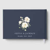 White Flowers, Cream Flowers, Greenery, Wedding Gastenboek (Achterkant)