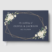 White Flowers, Cream Flowers, Greenery, Wedding Gastenboek (Voorkant)