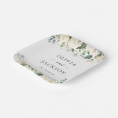 White Flowers, Cream Flowers, Greenery, Wedding Papieren Bordje (Gebogen)
