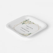 White Flowers, Cream Flowers, Greenery, Wedding Papieren Bordje (Gebogen)