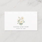 White Flowers, Cream Flowers, Greenery, Wedding Plaatskaartje (Achterkant)