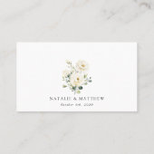 White Flowers, Cream Flowers, Greenery, Wedding Plaatskaartje (Achterkant)