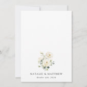 White Flowers, Cream Flowers, Greenery, Wedding Save The Date (Achterkant)