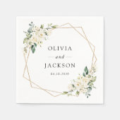 White Flowers, Cream Flowers, Greenery, Wedding Servet (Voorkant)