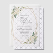 White Flowers, Cream Flowers, Greenery, Wedding Vellum Uitnodigingen (Offset (Uitnodiging))