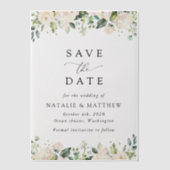 White Flowers, Cream Flowers, Greenery, Wedding Vellum Uitnodigingen (Voorkant)