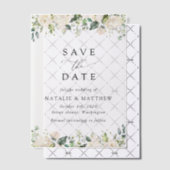 White Flowers, Cream Flowers, Greenery, Wedding Vellum Uitnodigingen (Offset (Uitnodiging))