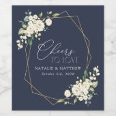 White Flowers, Cream Flowers, Greenery, Wedding Wijn Etiket (Enkel label)