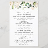 White Flowers, Cream Flowers, Wedding Program (Achterkant)