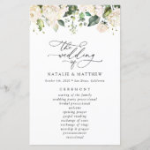 White Flowers, Cream Flowers, Wedding Program (Voorkant)