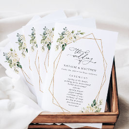 White Flowers, Cream Flowers, Wedding Program