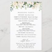 White Flowers, Cream Flowers, Wedding Program (Achterkant)