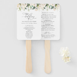 White Flowers, Cream Flowers, Wedding Program Handwaaier