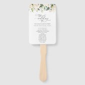 White Flowers, Cream Flowers, Wedding Program Handwaaier (Voorkant)