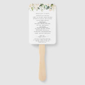 White Flowers, Cream Flowers, Wedding Program Handwaaier (Achterkant)