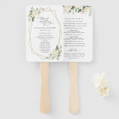 White Flowers, Cream Flowers, Wedding Program Handwaaier (Voorkant en achterkant)