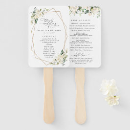 White Flowers, Cream Flowers, Wedding Program Handwaaier