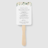 White Flowers, Cream Flowers, Wedding Program Handwaaier (Achterkant)