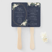 White Flowers, Cream Flowers, Wedding Program Handwaaier (Voorkant en achterkant)