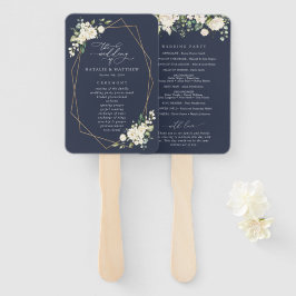 White Flowers, Cream Flowers, Wedding Program Handwaaier
