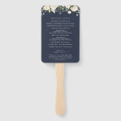 White Flowers, Cream Flowers, Wedding Program Handwaaier (Achterkant)