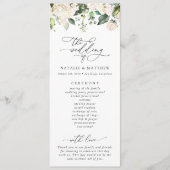 White Flowers, Cream Flowers, Wedding Program Programmakaart (Voorkant)
